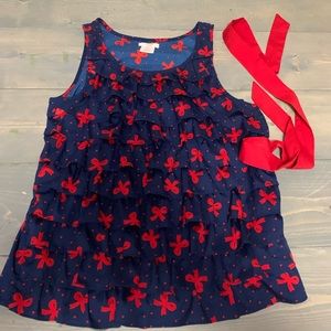 5/$20 💰 EUC girl red ribbon ruffled tank